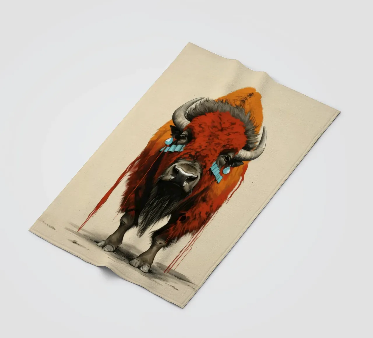 Bisonte minimo 1 coperta in pile da Minimal Animal Art