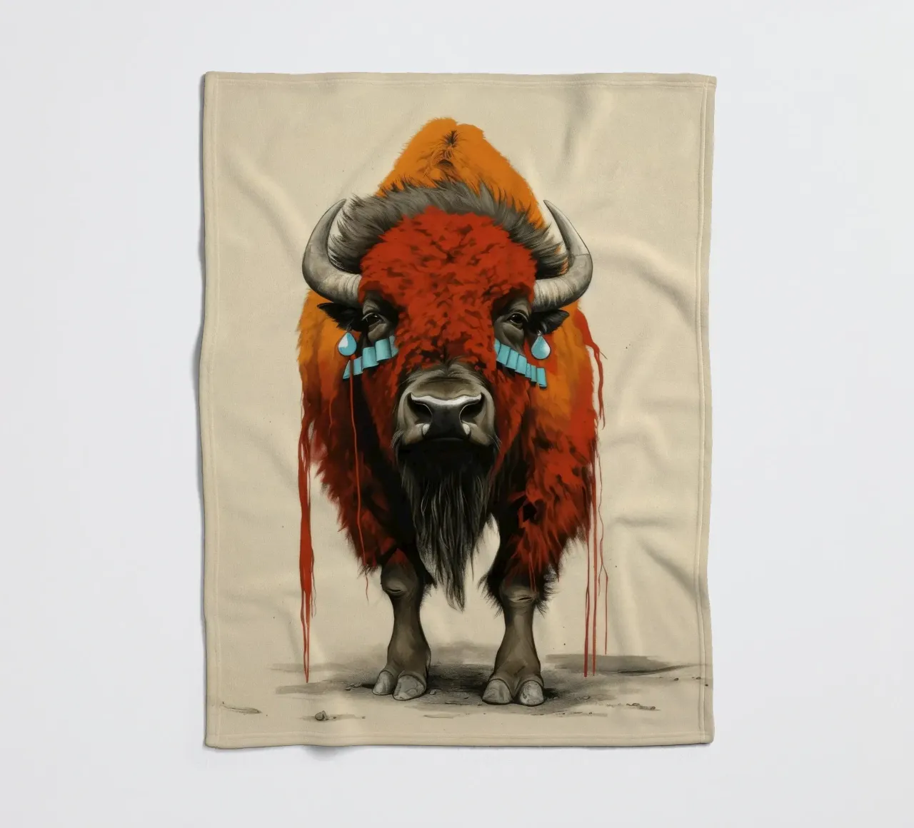 Bisonte minimo 1 coperta in pile da Minimal Animal Art