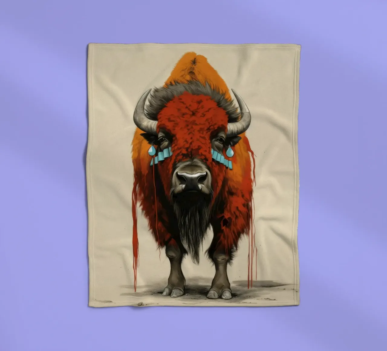 Bisonte minimo 1 coperta in pile da Minimal Animal Art