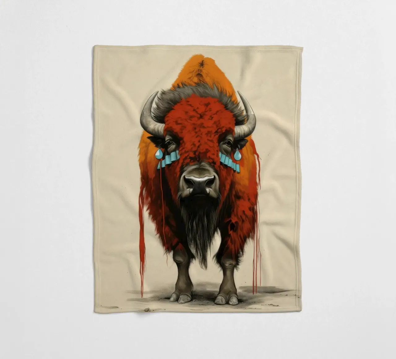 Minimal Bison 1 fleece blanket by Minimal Animal Art