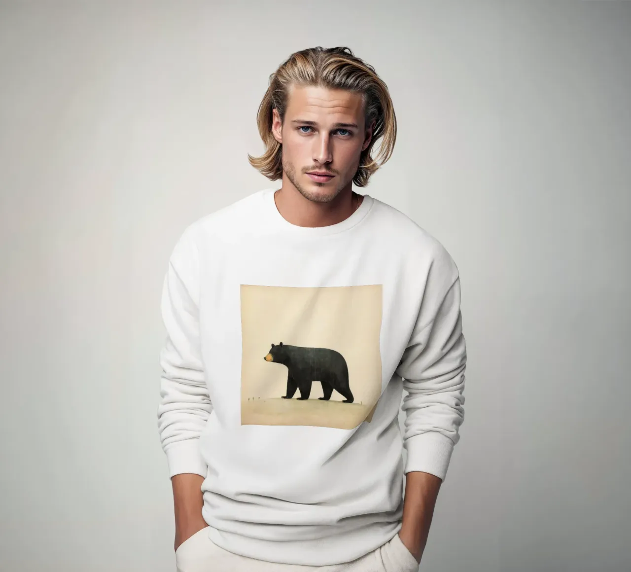 Orso nero minimo 2 felpa da Minimal Animal Art