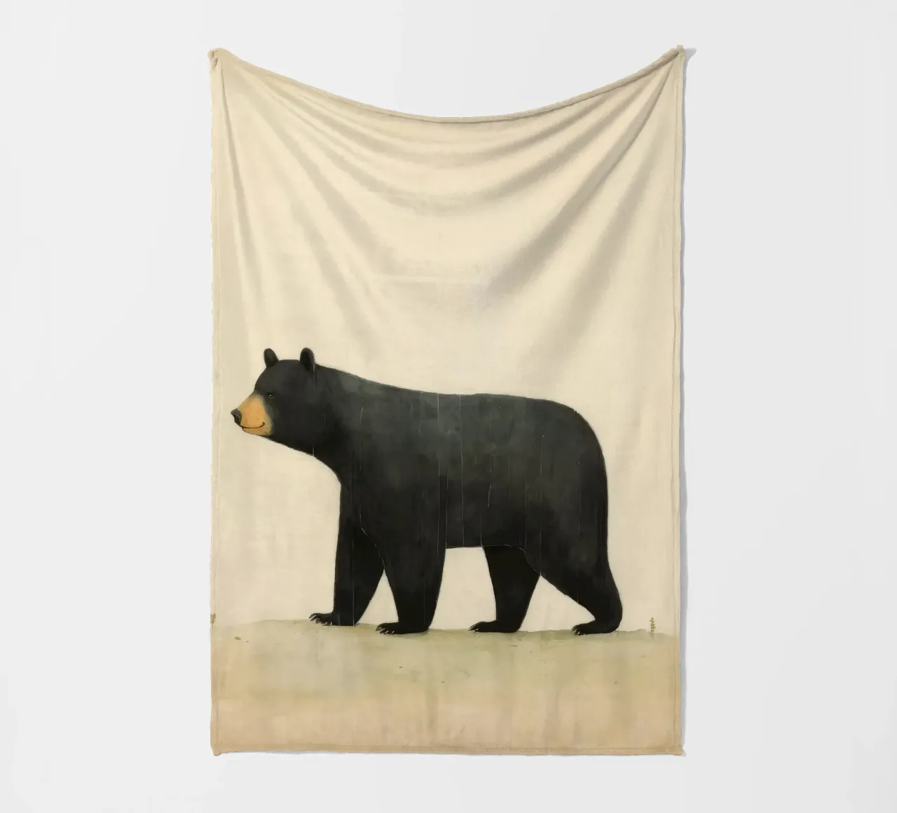 Orso nero minimo 2 coperta in pile da Minimal Animal Art
