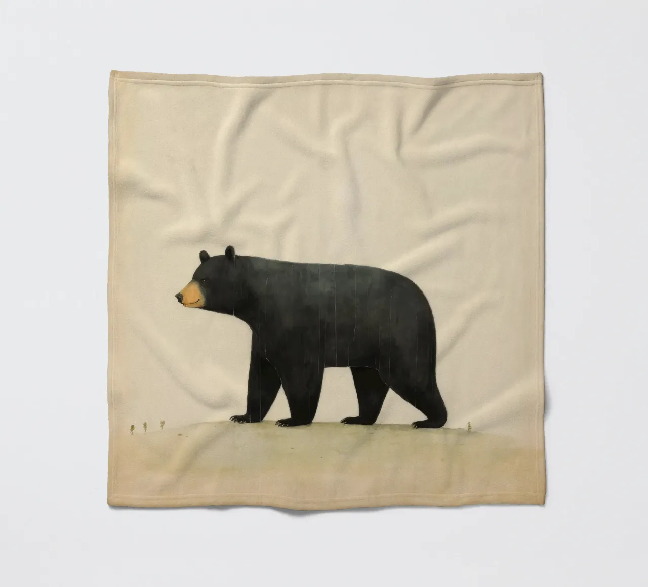 Orso nero minimo 2 coperta in pile da Minimal Animal Art