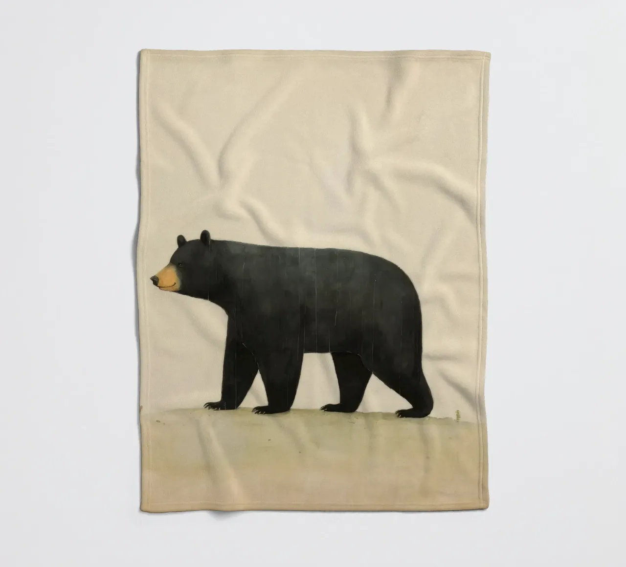 Orso nero minimo 2 coperta in pile da Minimal Animal Art