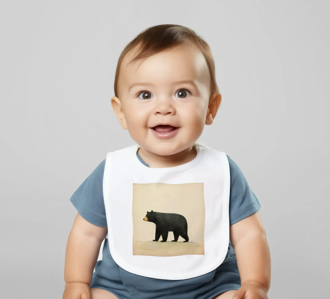 Orso nero minimo 2 bavaglino da Minimal Animal Art