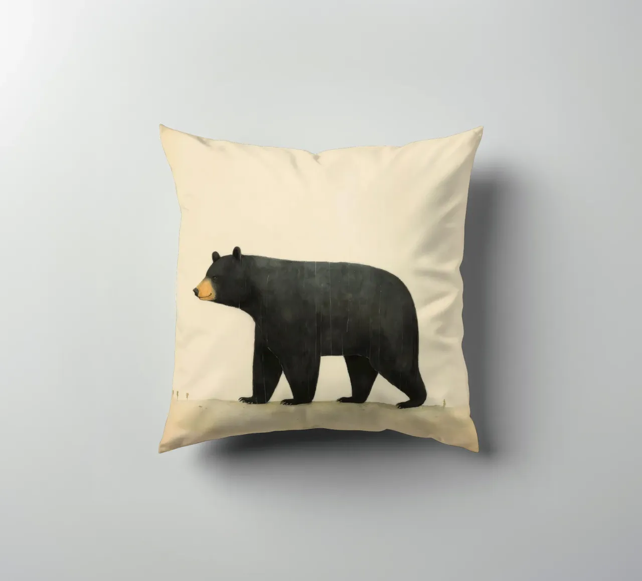Orso nero minimo 2 cuscino da Minimal Animal Art