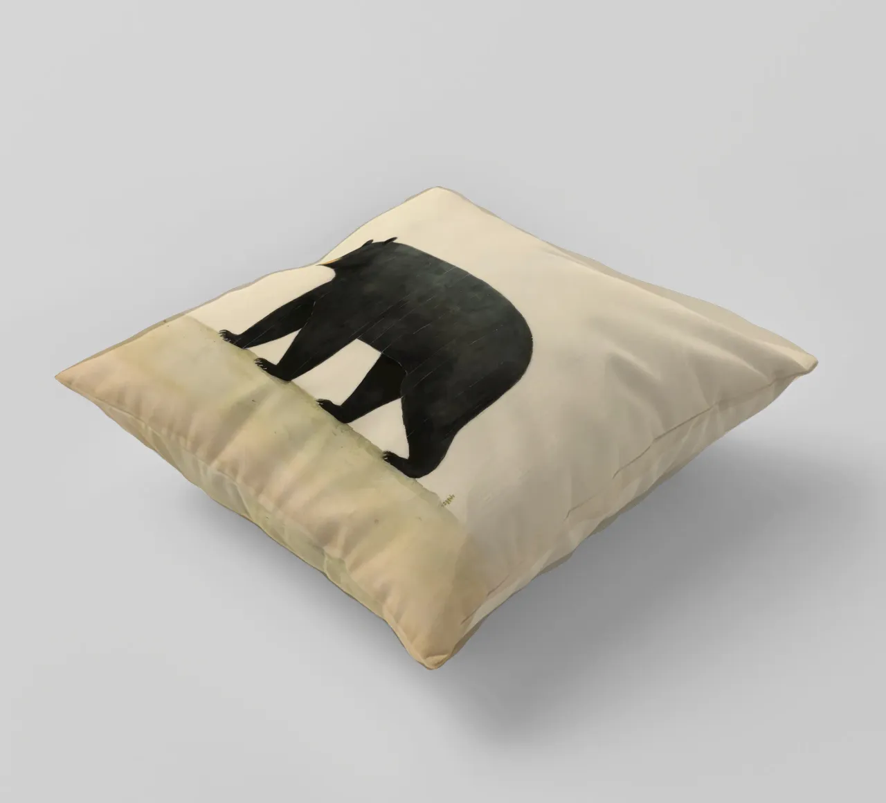 Orso nero minimo 2 cuscino da Minimal Animal Art