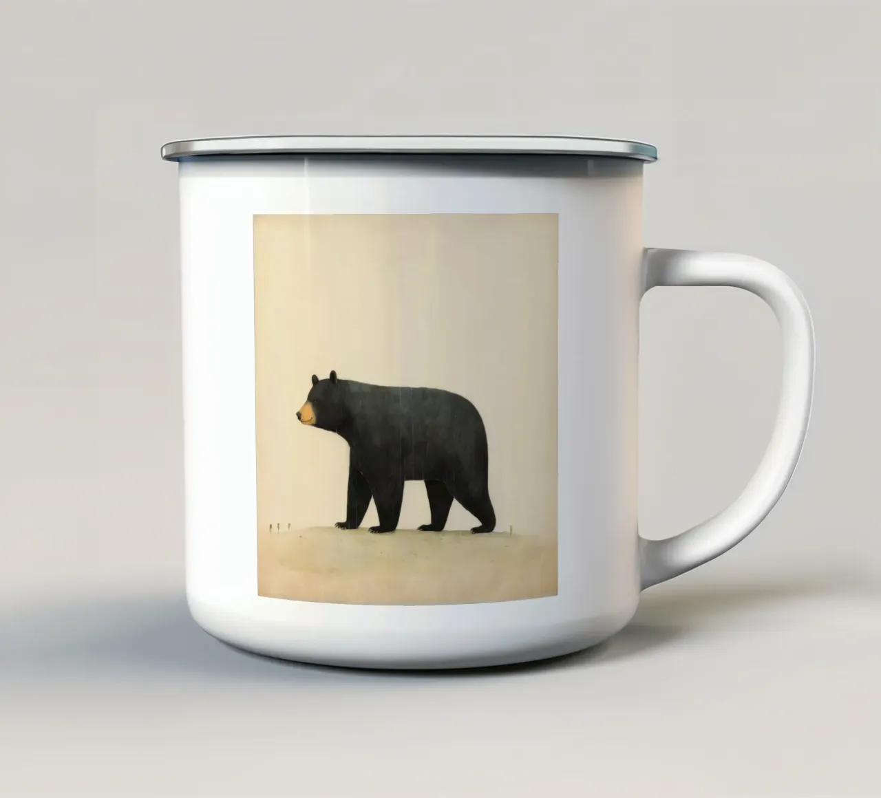 Orso nero minimo 2 tazza in smalto da Minimal Animal Art