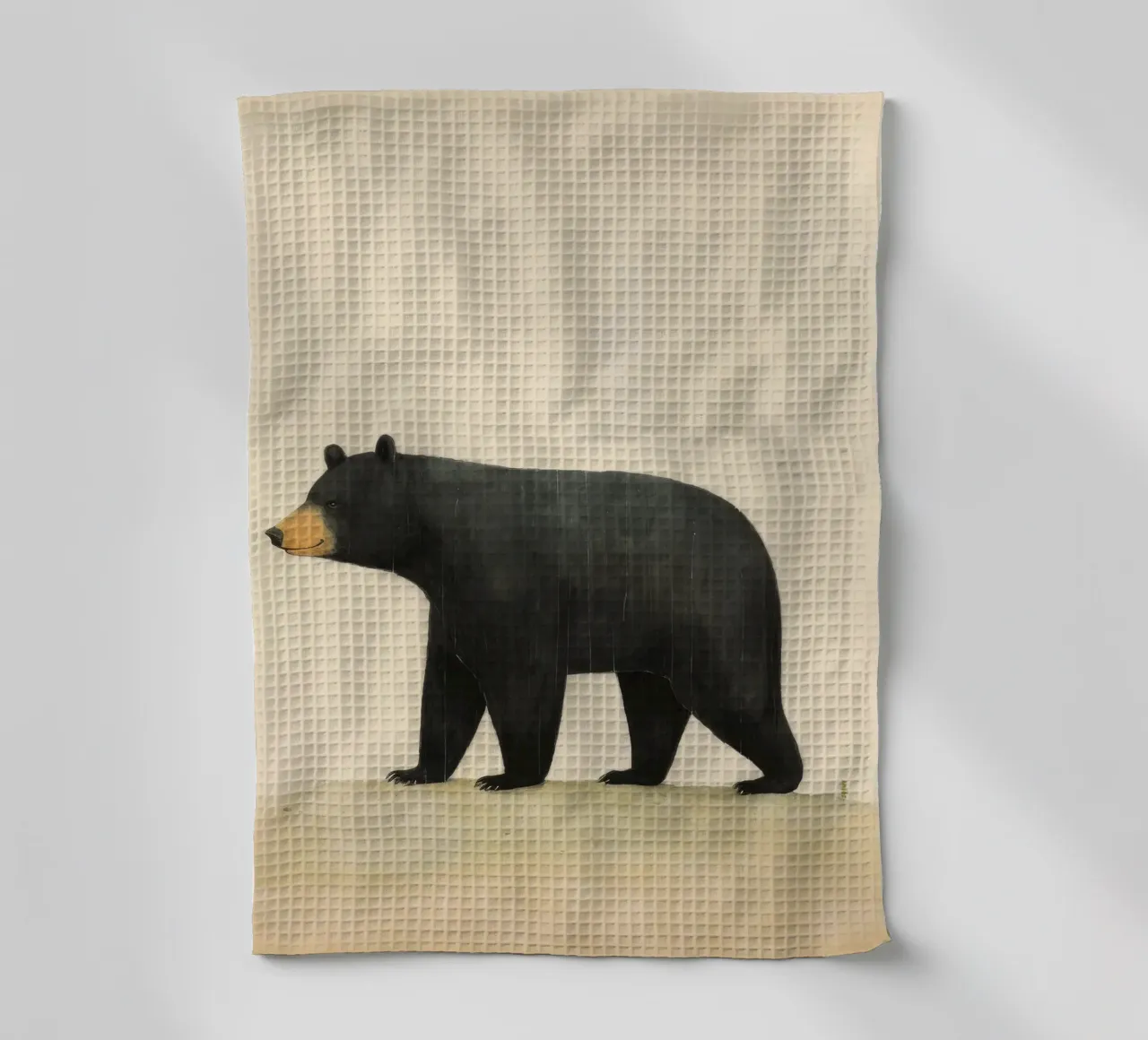 Orso nero minimo 2 canovaccio da cucina da Minimal Animal Art