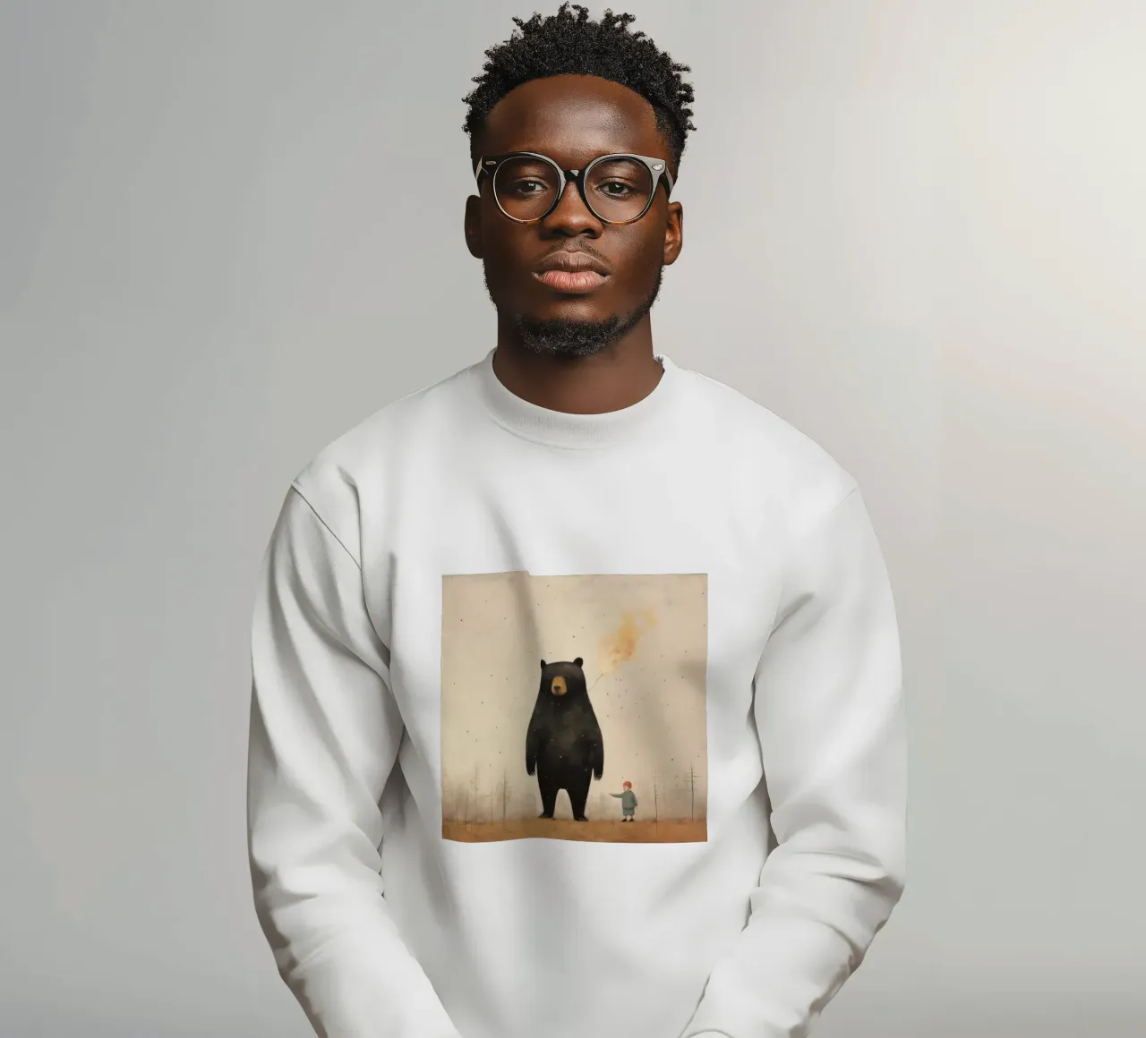 Orso nero minimo 3 felpa da Minimal Animal Art