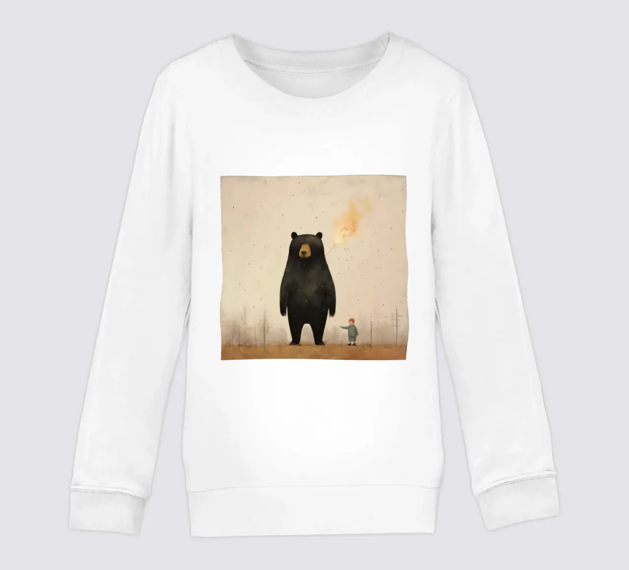 Orso nero minimo 3 felpa bambino da Minimal Animal Art
