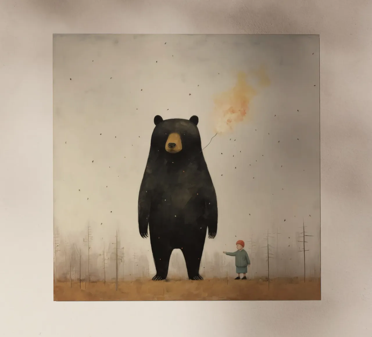 Orso nero minimo 3 pellicola backlit da Minimal Animal Art
