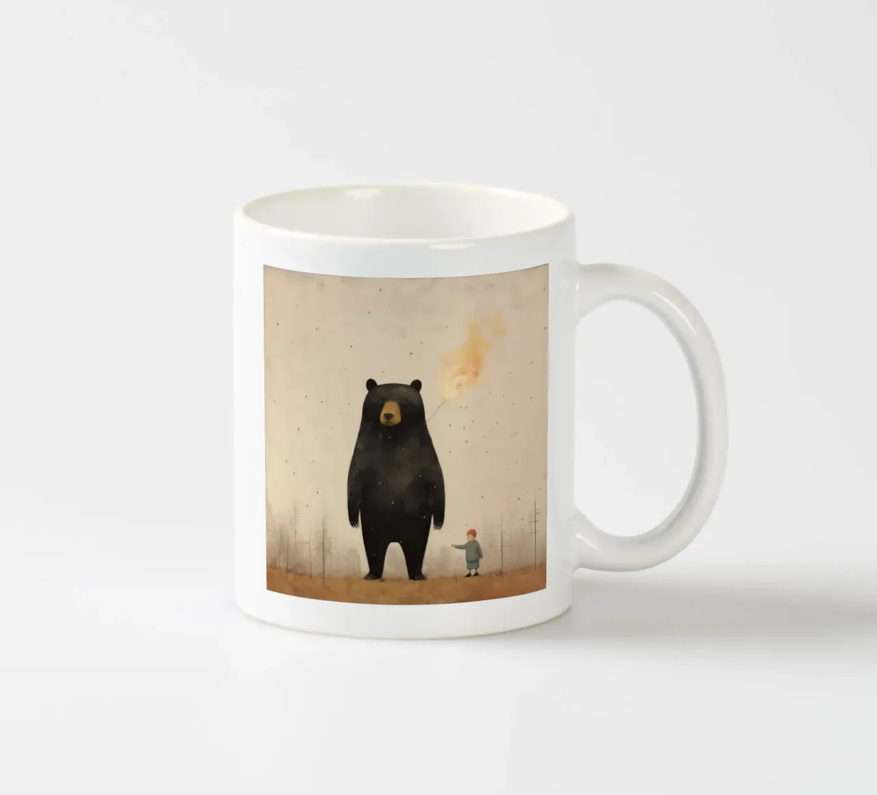 Orso nero minimo 3 tazza in ceramica da Minimal Animal Art