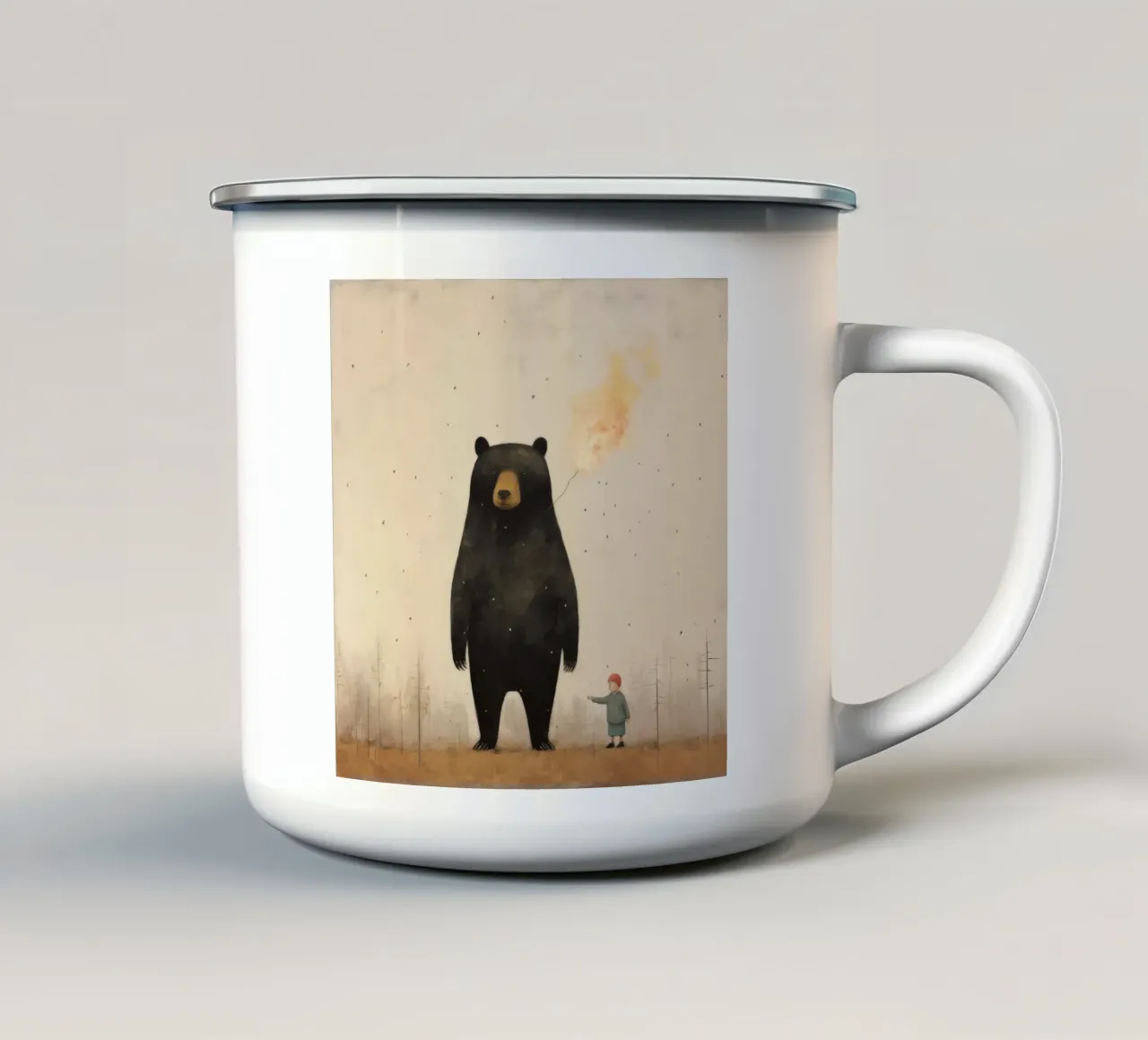 Orso nero minimo 3 tazza in smalto da Minimal Animal Art