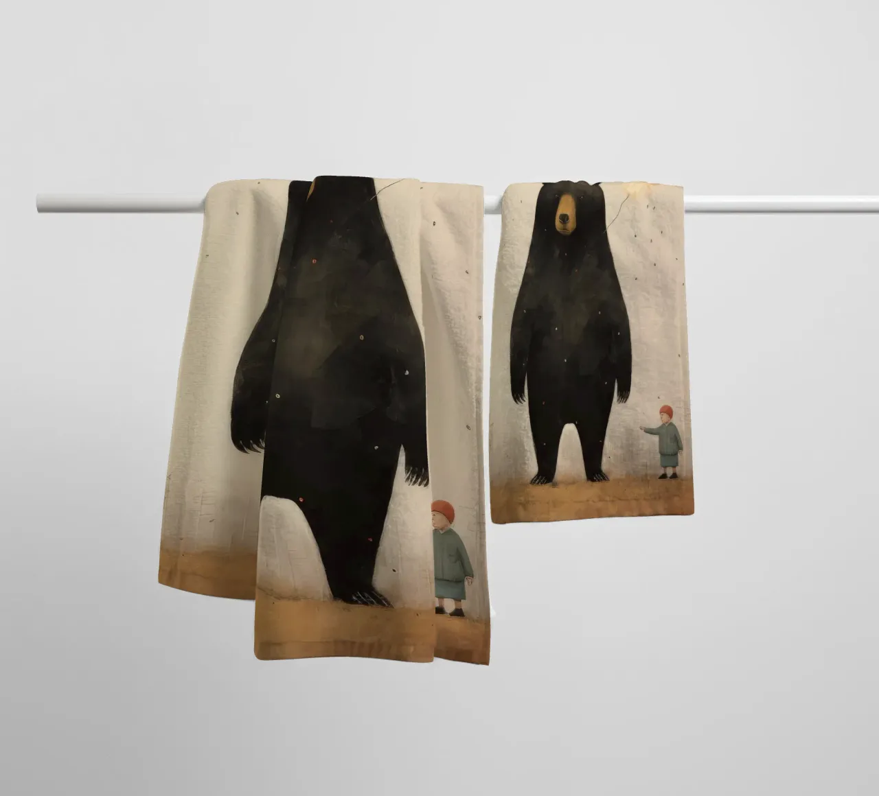 Orso nero minimo 3 asciugamano da bagno da Minimal Animal Art