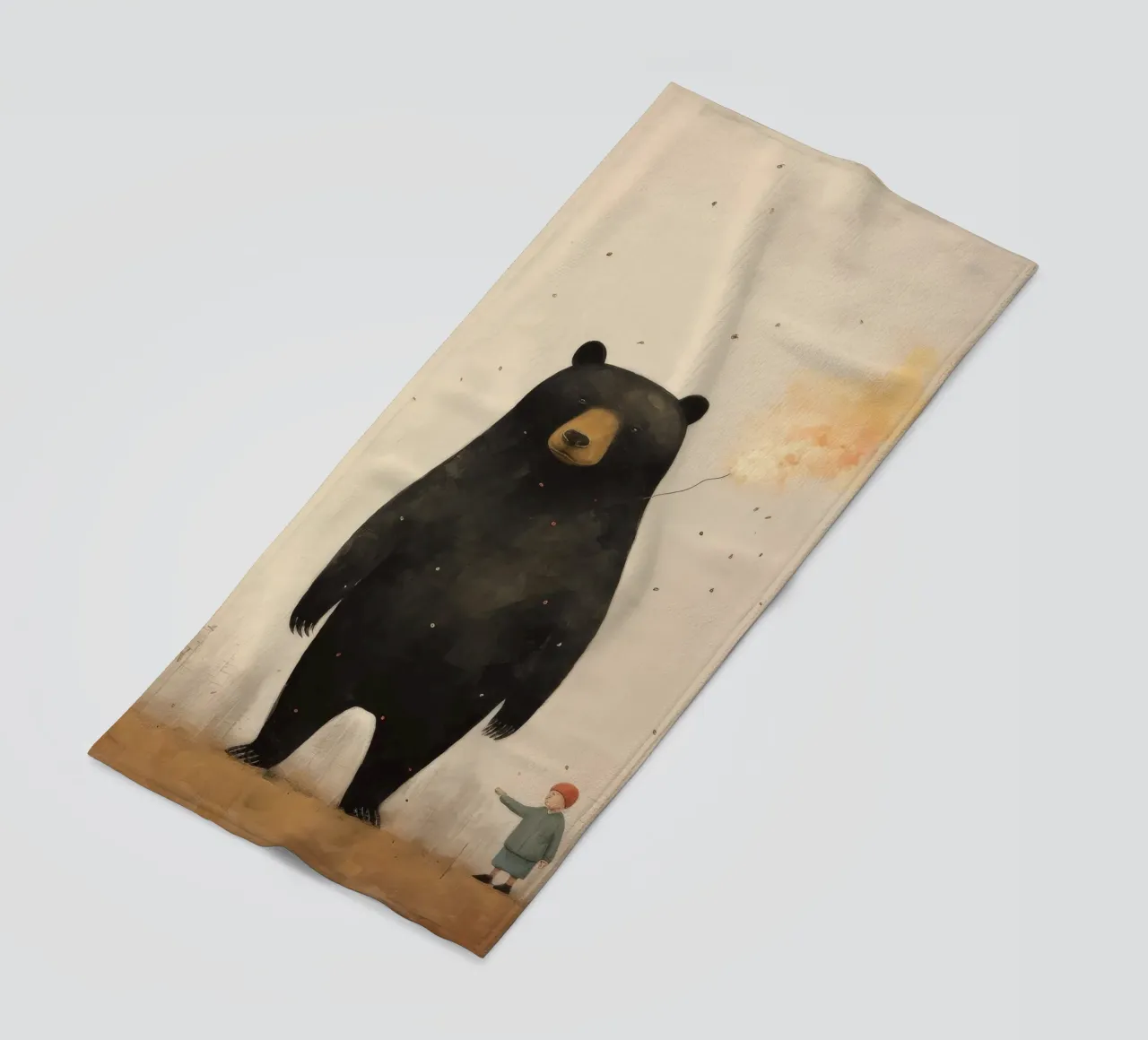 Orso nero minimo 3 telo mare da Minimal Animal Art