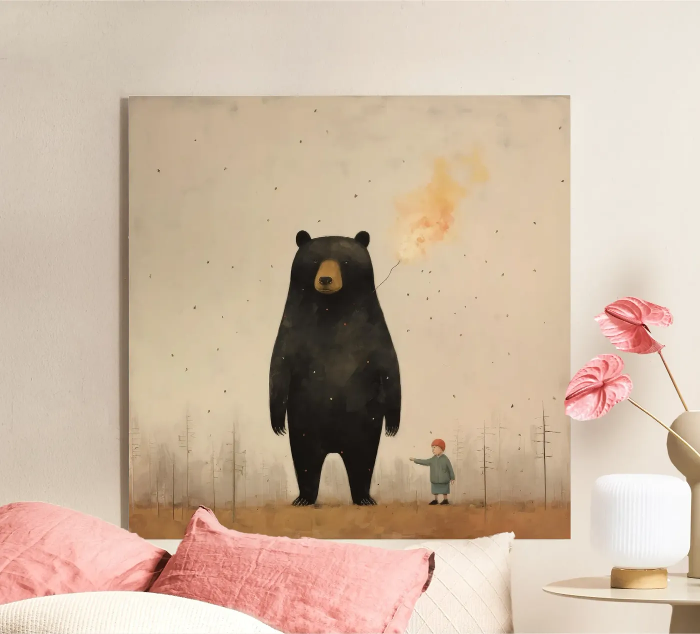 Minimal Black Bear Acryl-Glas von Minimal Animal Art