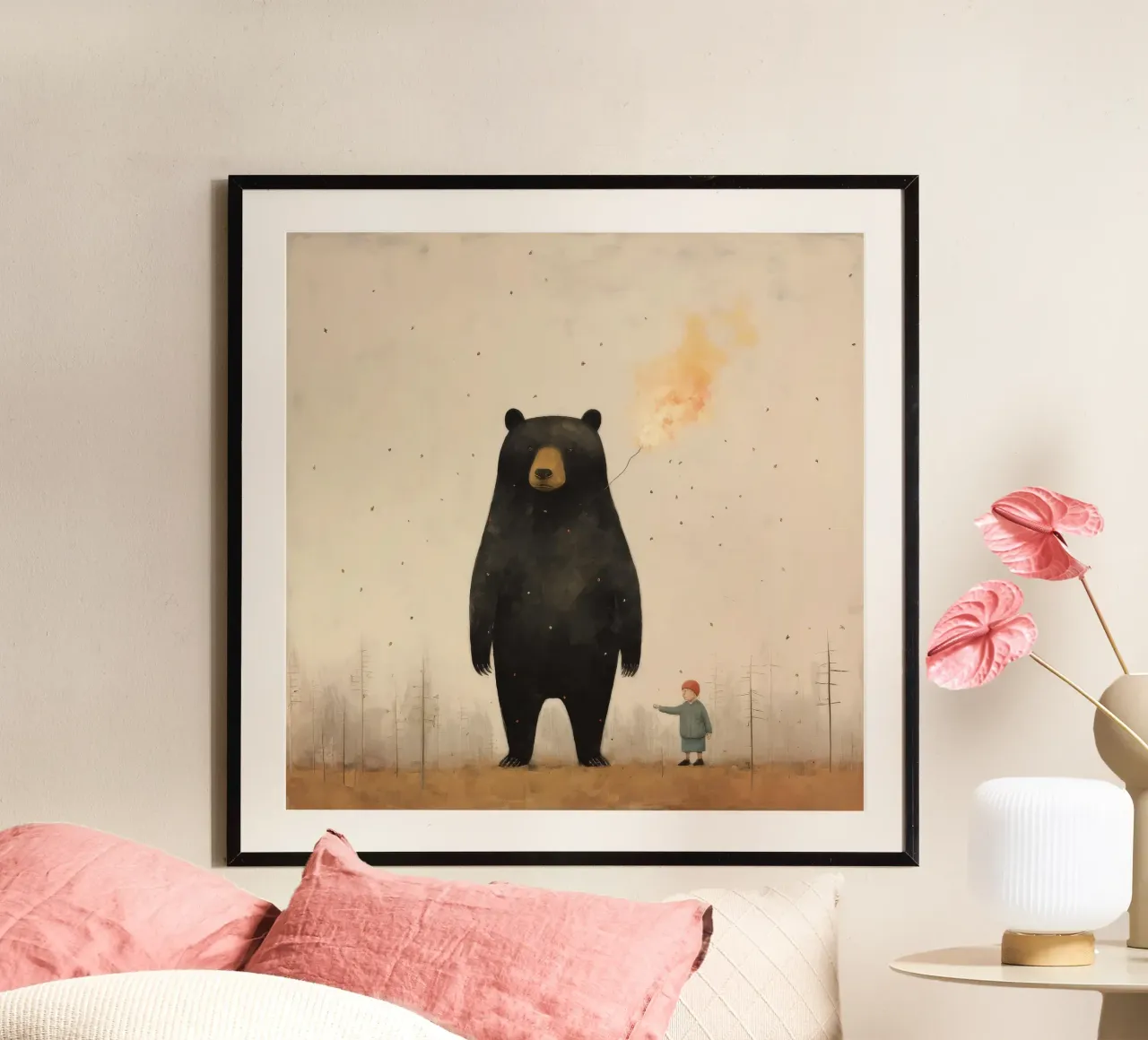 Minimal Black Bear poster da Minimal Animal Art