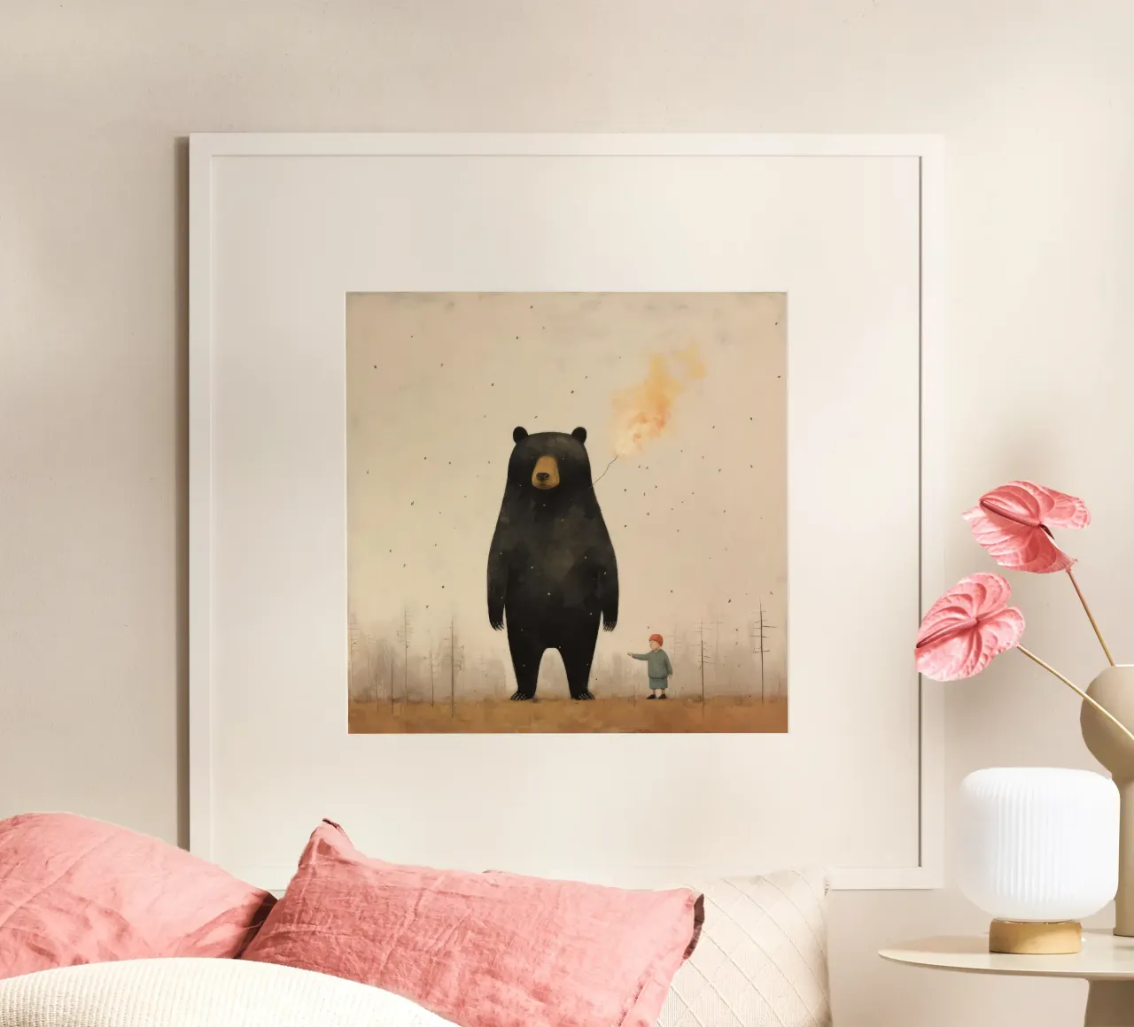 Minimal Black Bear poster da Minimal Animal Art