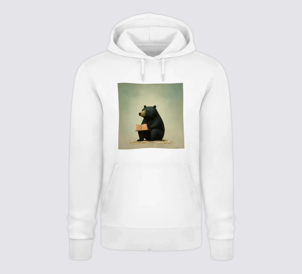 Orso nero minimo 4 felpa con cappuccio da Minimal Animal Art