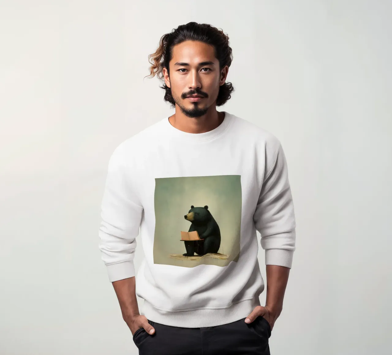 Orso nero minimo 4 felpa da Minimal Animal Art