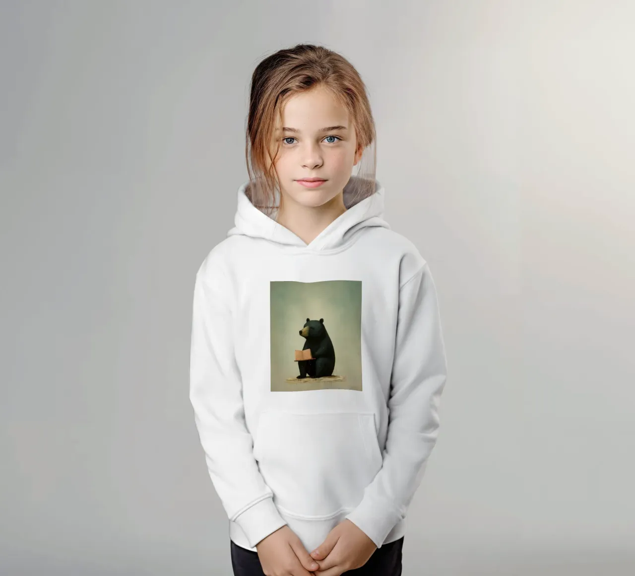 Orso nero minimo 4 felpa bambino con cappuccio da Minimal Animal Art