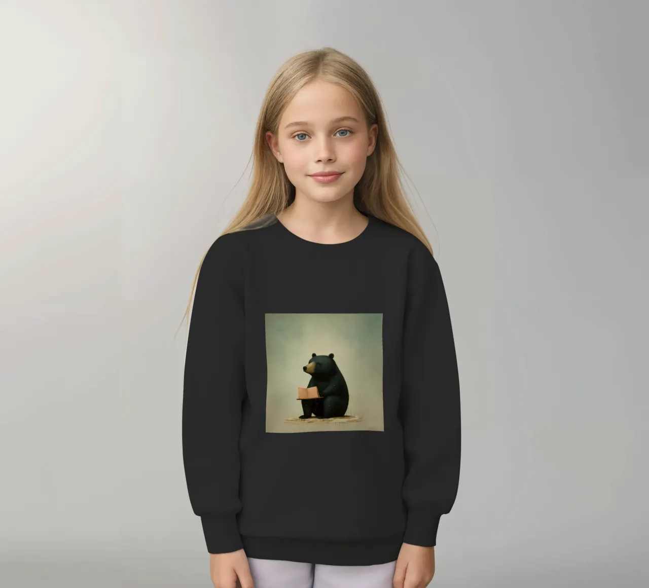 Orso nero minimo 4 felpa bambino da Minimal Animal Art