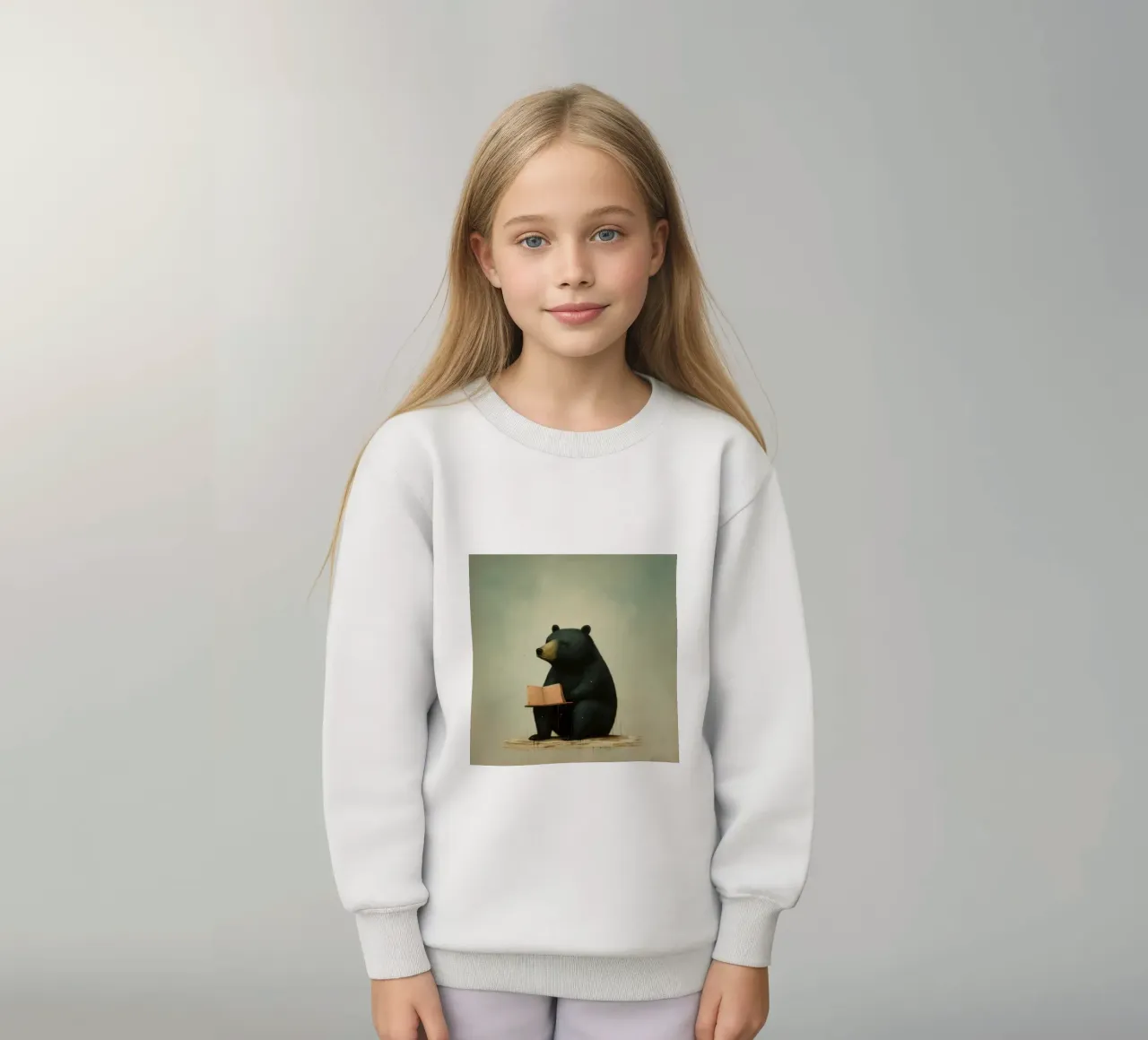 Orso nero minimo 4 felpa bambino da Minimal Animal Art