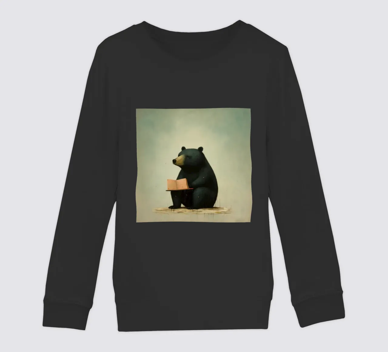 Orso nero minimo 4 felpa bambino da Minimal Animal Art