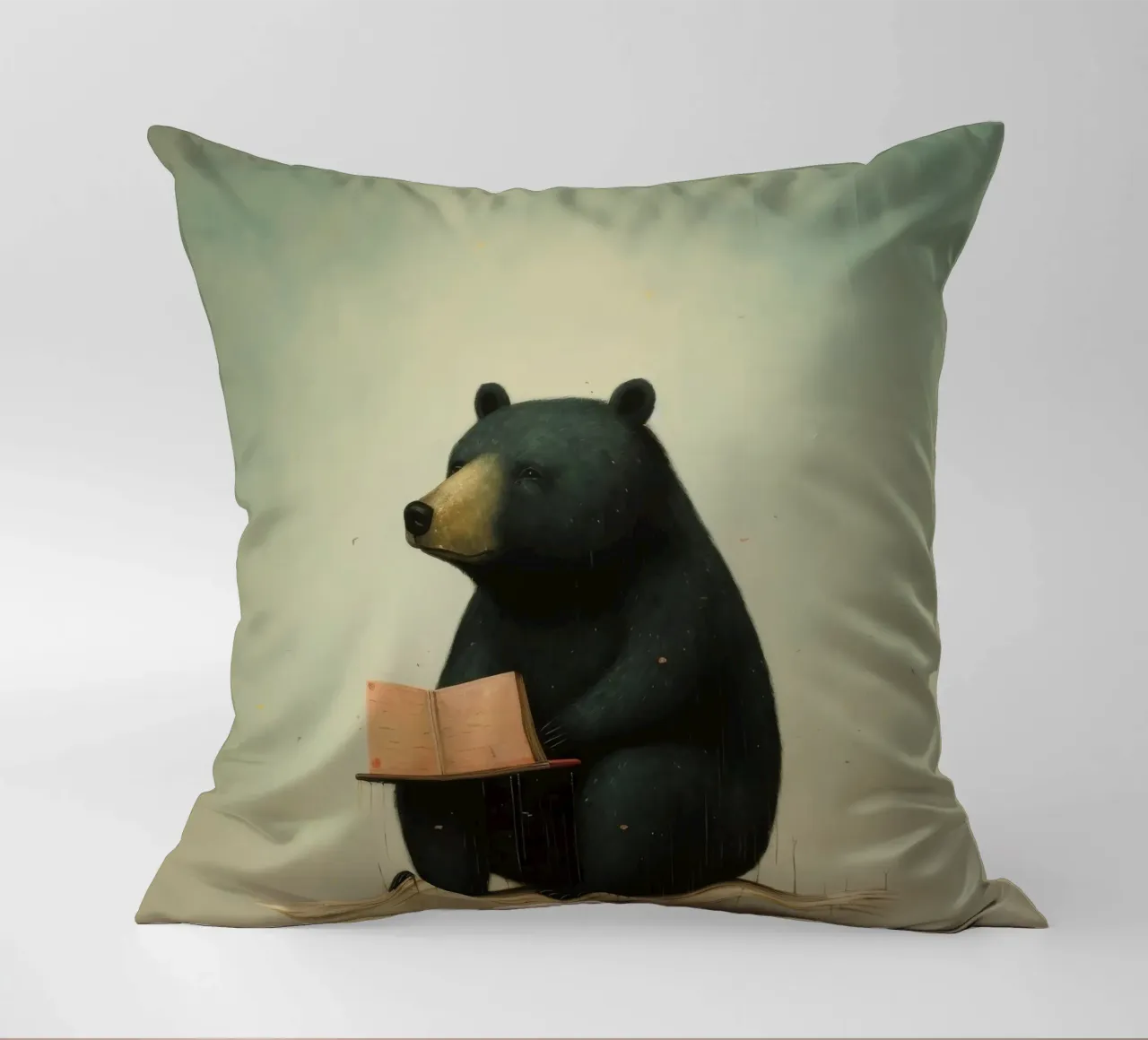 Orso nero minimo 4 cuscino da Minimal Animal Art