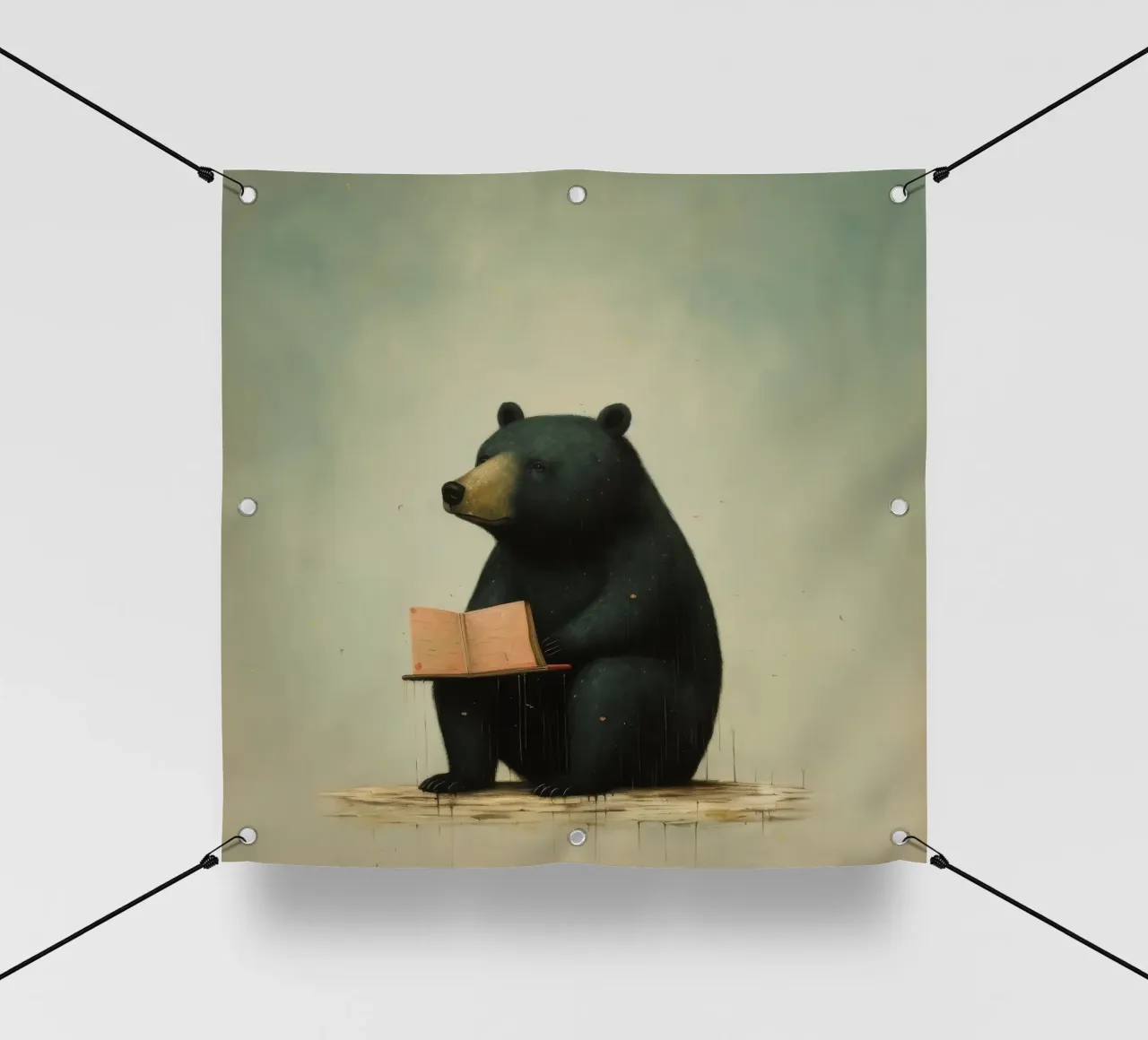 Orso nero minimo 4 telo in pvc da Minimal Animal Art