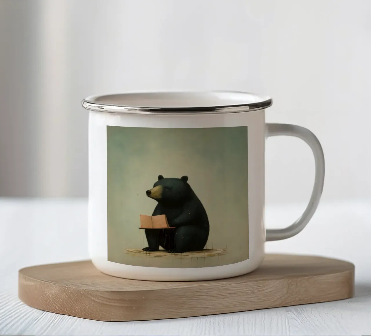 Orso nero minimo 4 tazza in smalto da Minimal Animal Art