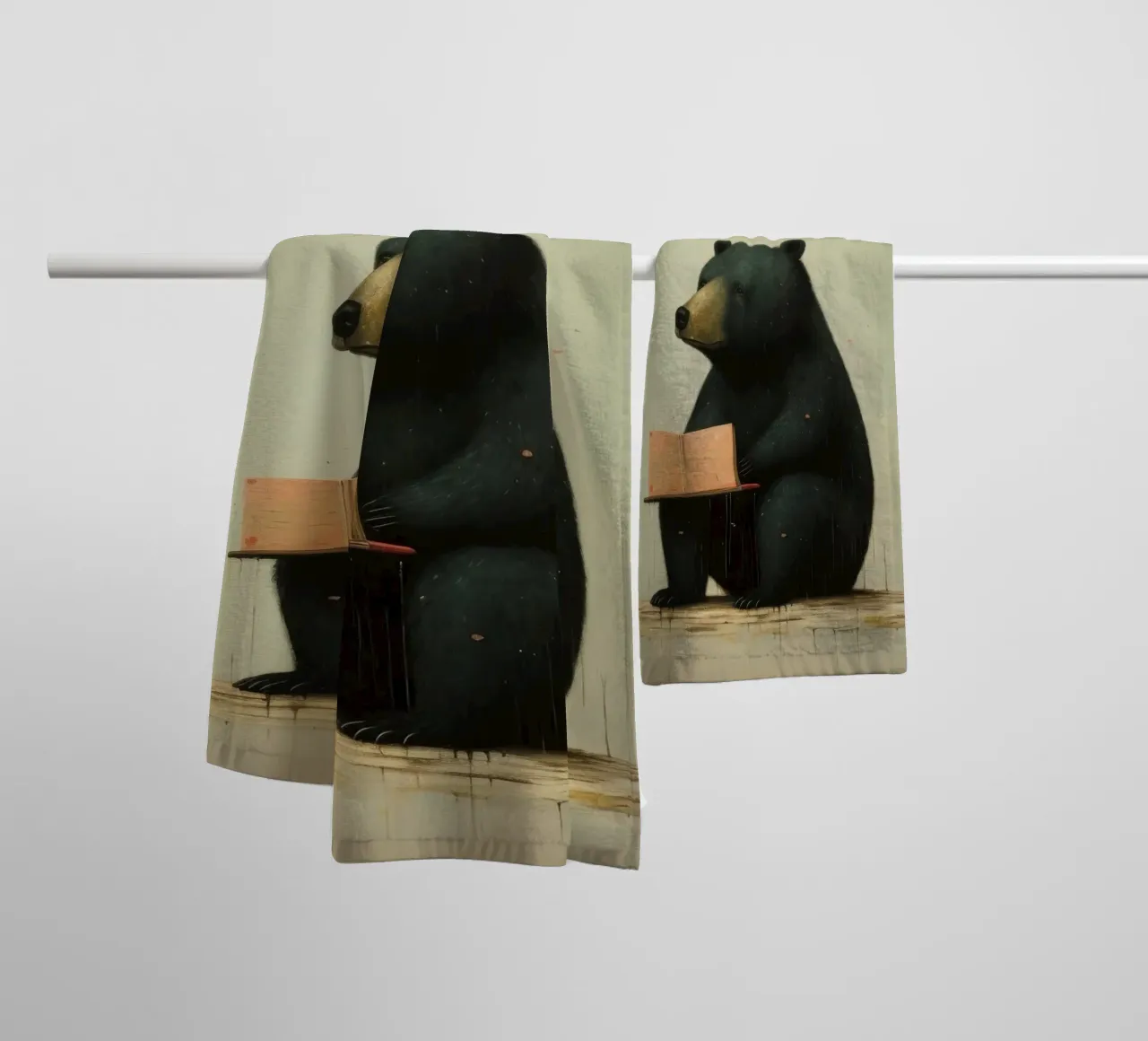 Orso nero minimo 4 asciugamano da bagno da Minimal Animal Art