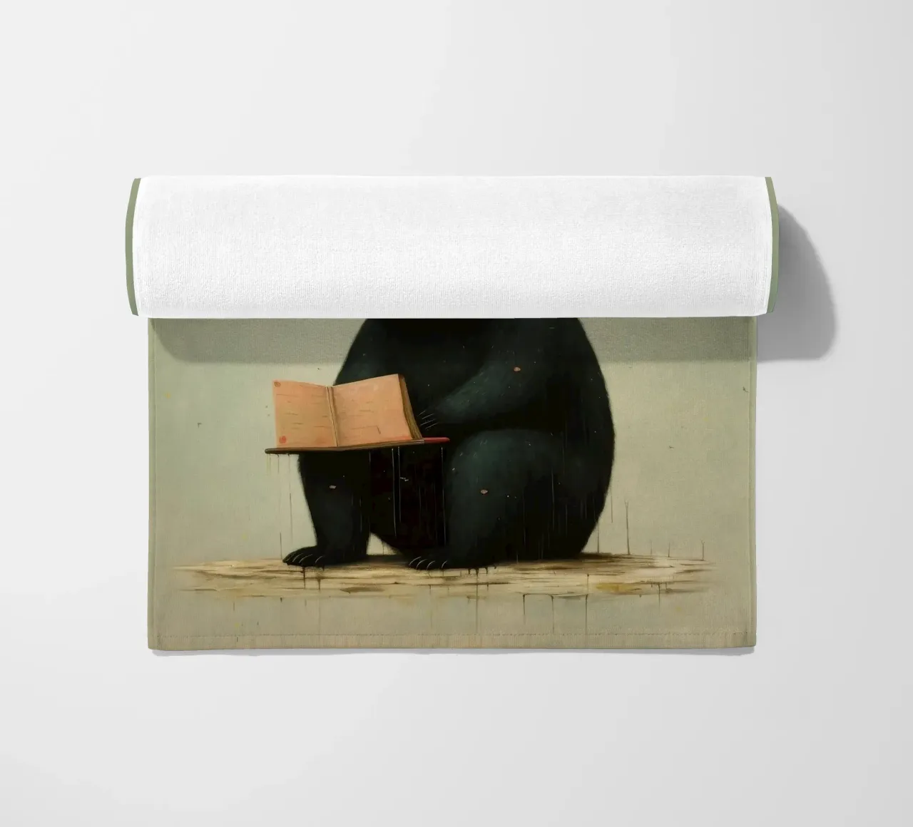 Orso nero minimo 4 telo mare da Minimal Animal Art