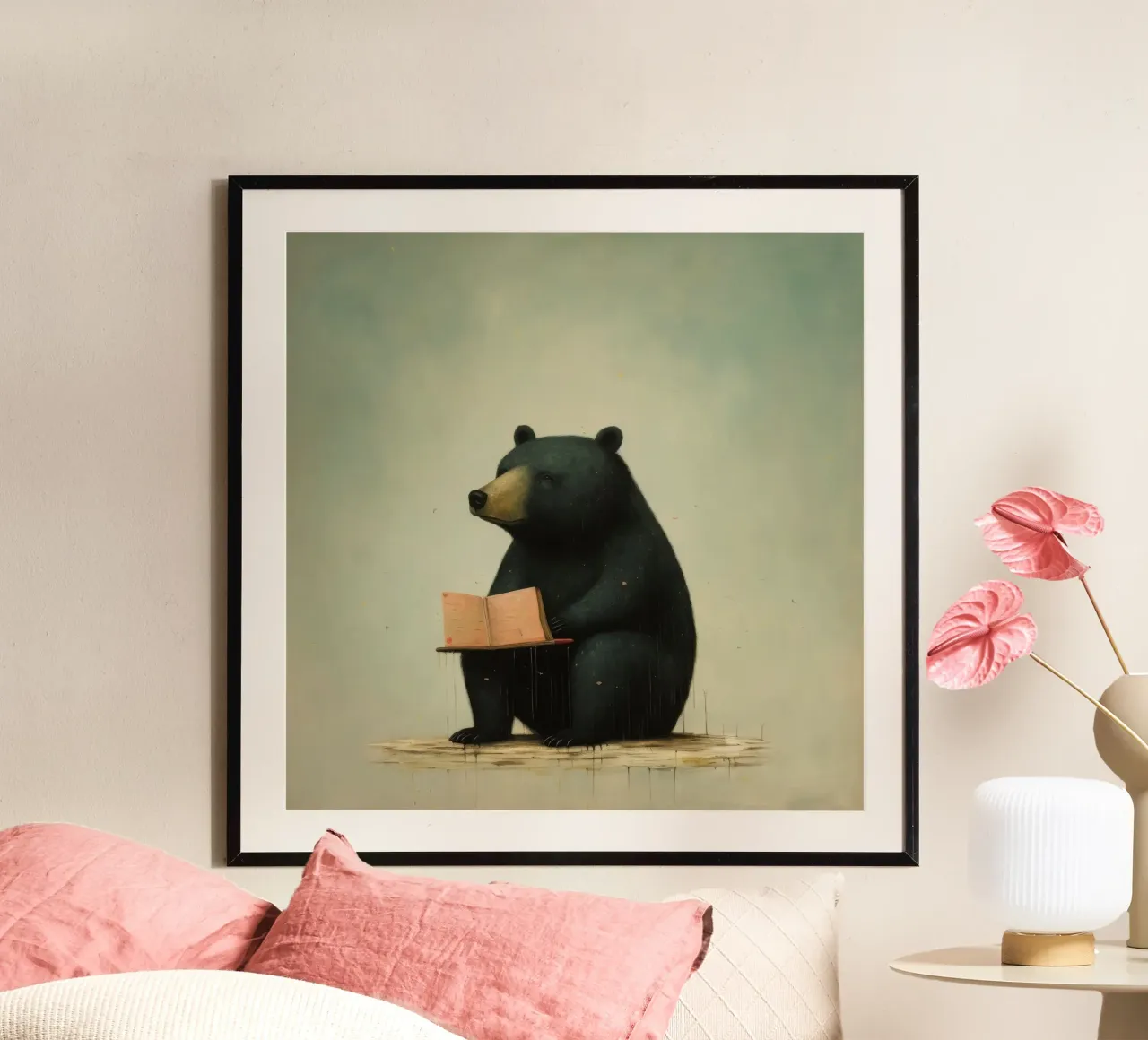 Orso nero minimo 4 carta hahnemühle da Minimal Animal Art