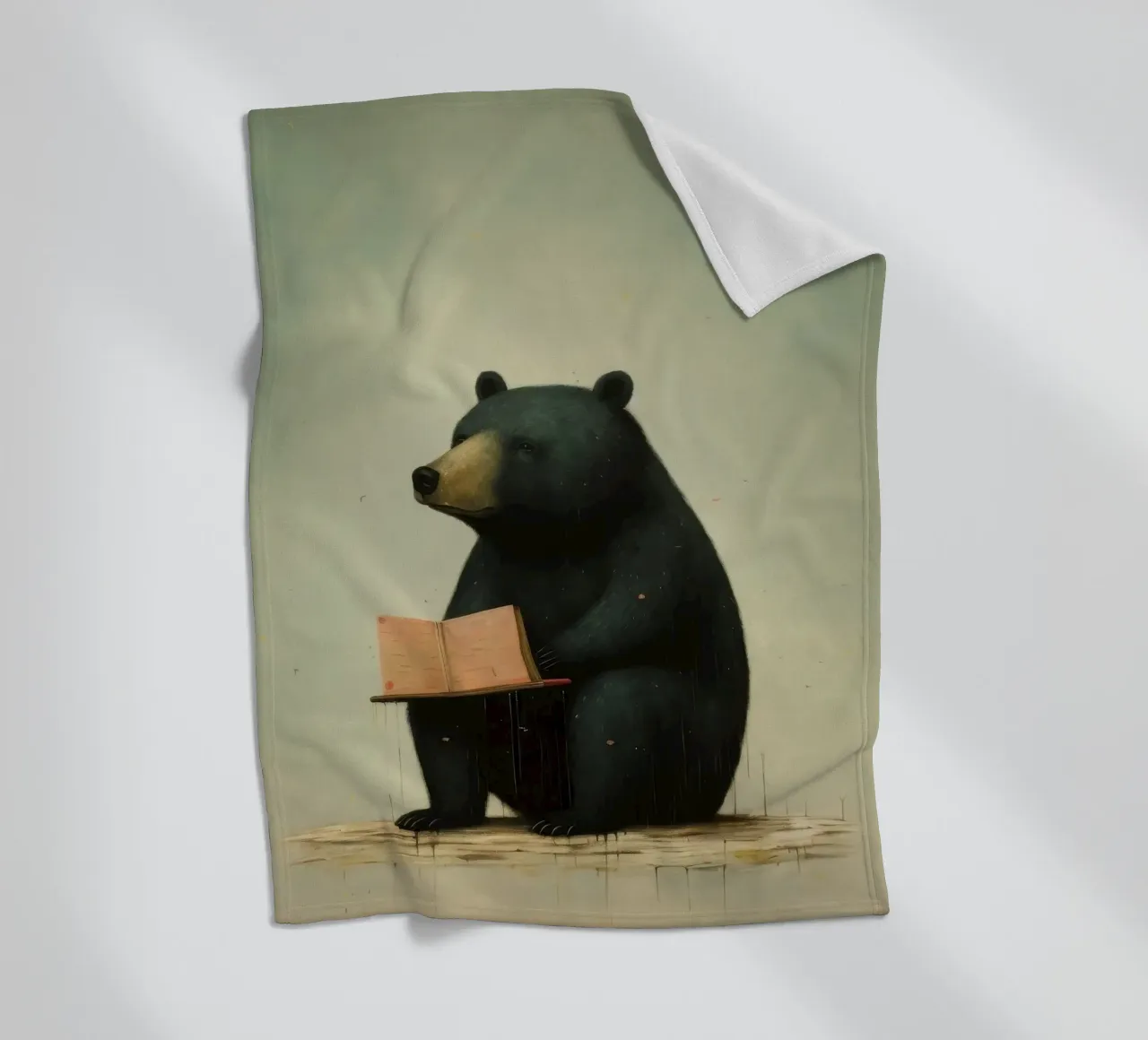 Orso nero minimo 4 coperta in pile da Minimal Animal Art