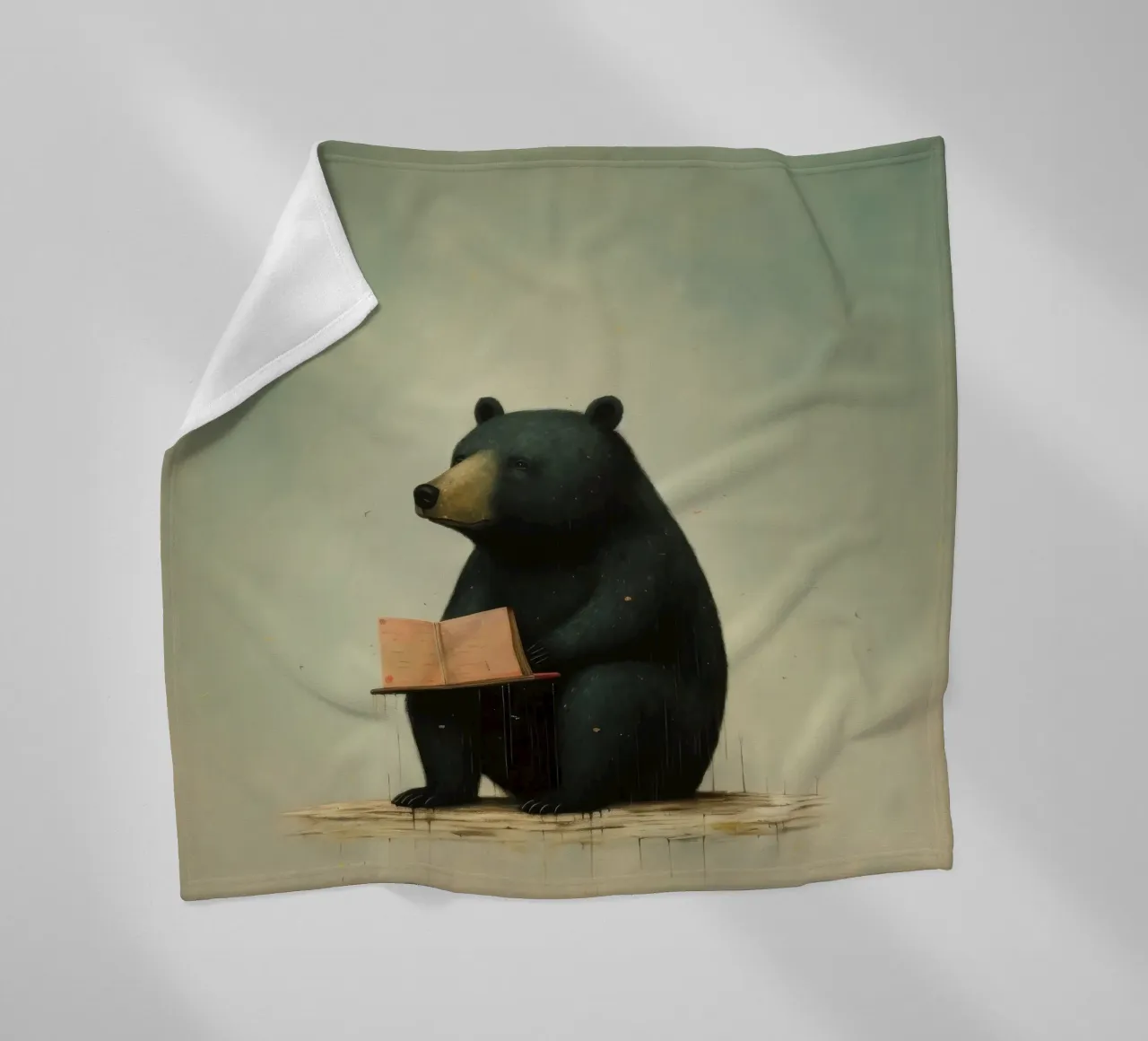 Orso nero minimo 4 coperta in pile da Minimal Animal Art