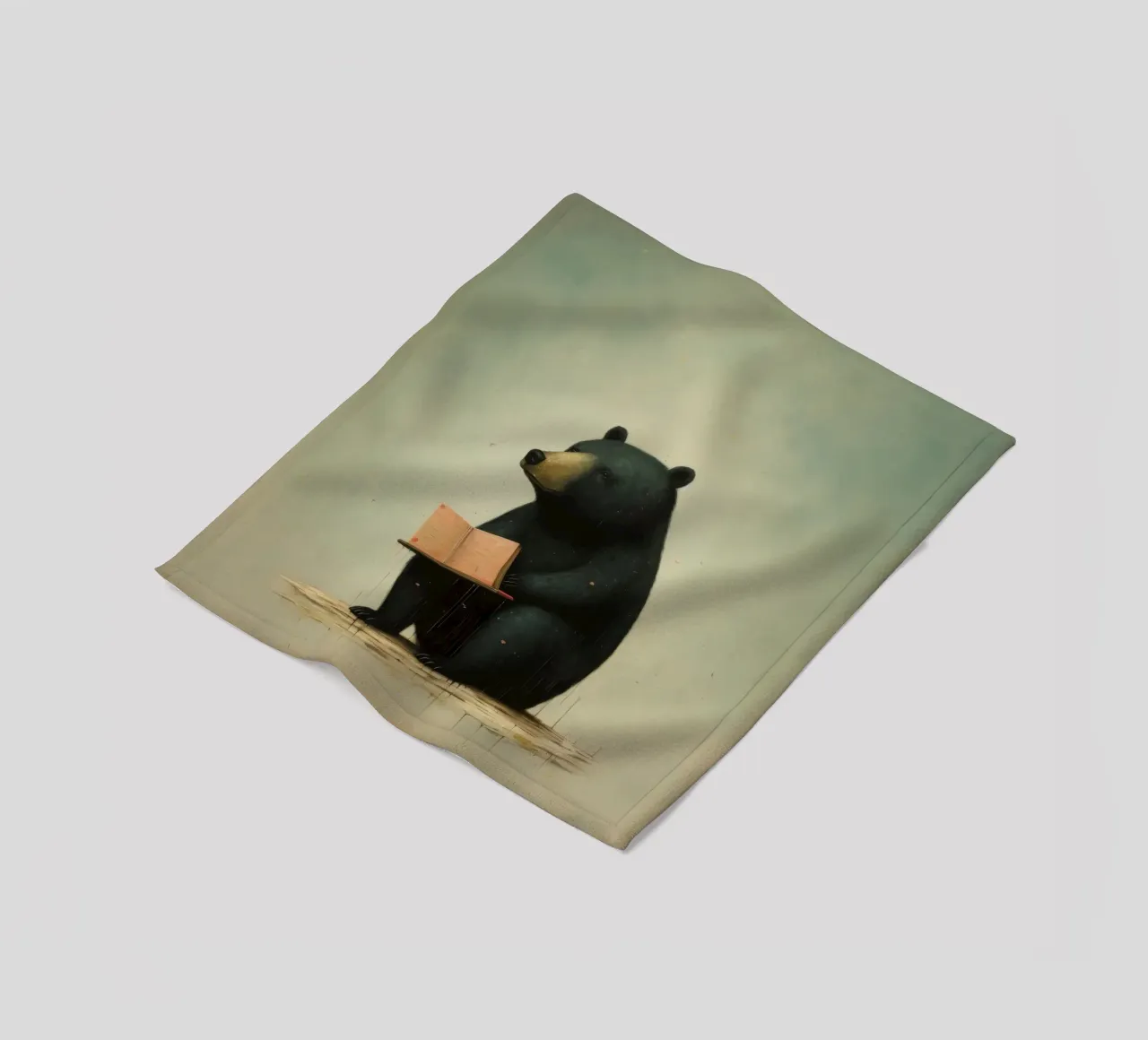 Orso nero minimo 4 coperta in pile da Minimal Animal Art