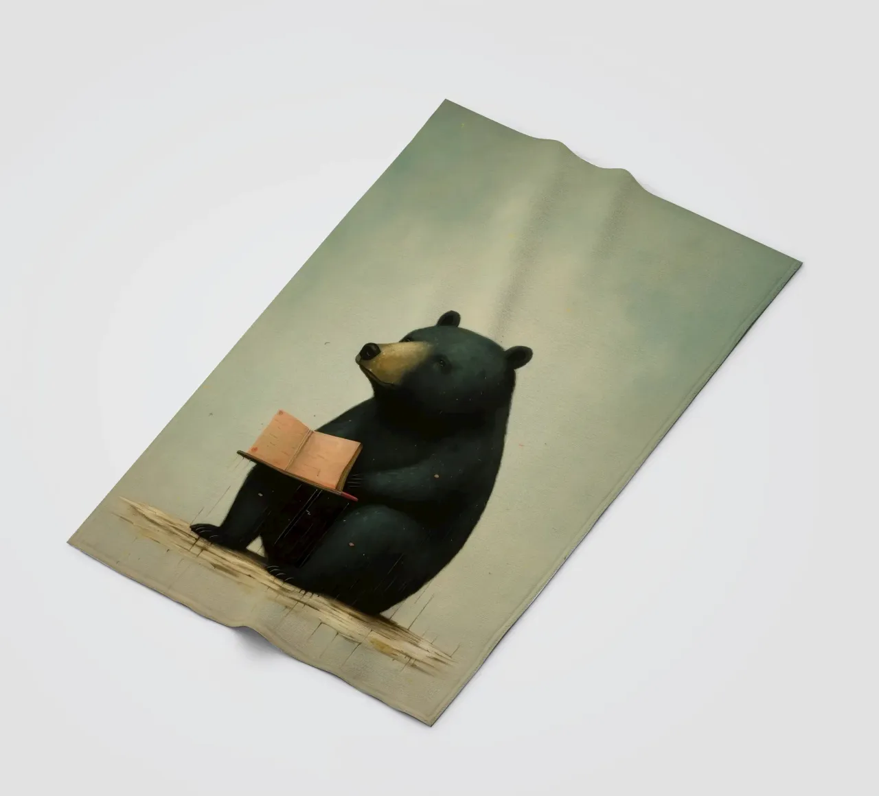 Orso nero minimo 4 coperta in pile da Minimal Animal Art