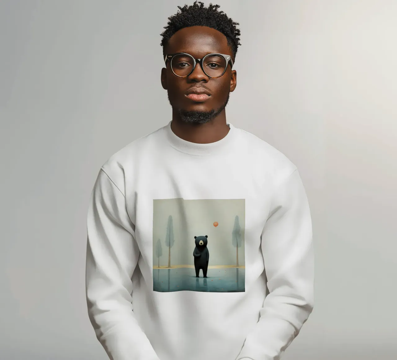 Orso nero minimo 1 felpa da Minimal Animal Art