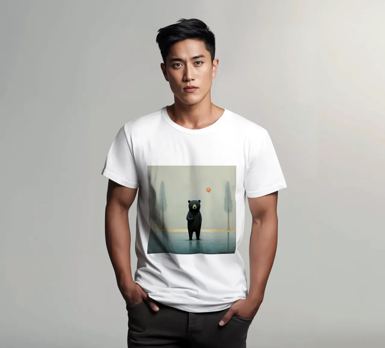 Orso nero minimo 1 t-shirt da Minimal Animal Art