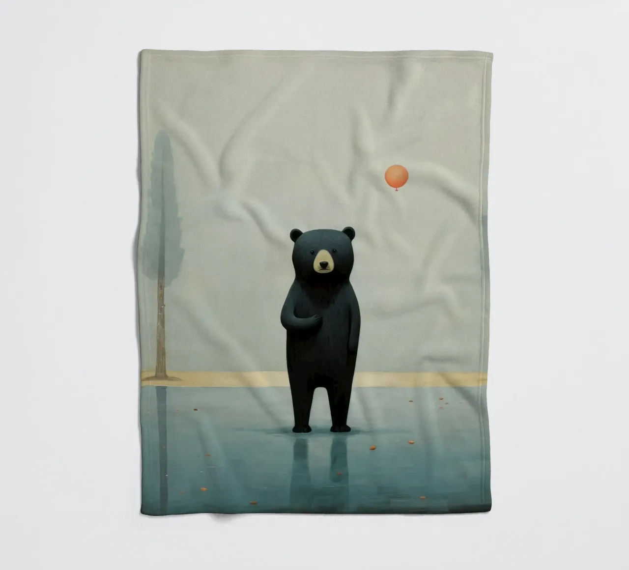 Orso nero minimo 1 coperta in pile da Minimal Animal Art