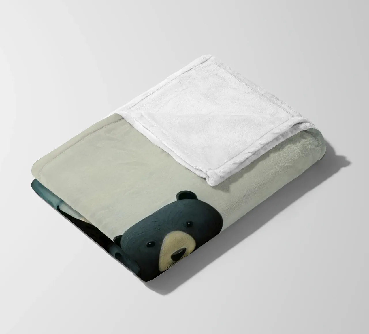 Orso nero minimo 1 coperta in pile da Minimal Animal Art