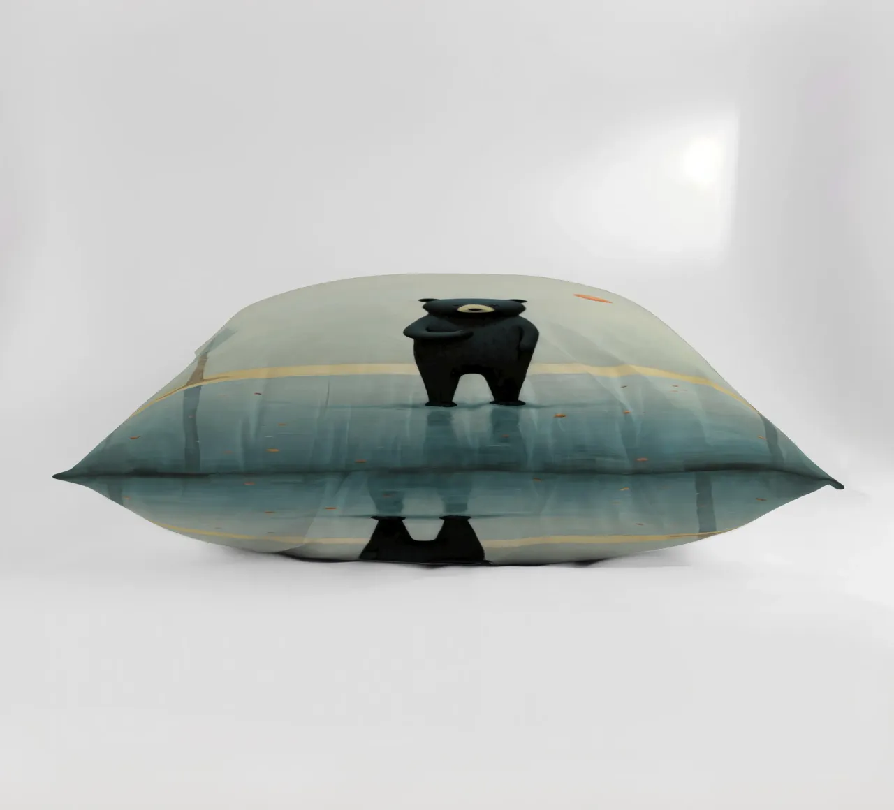 Orso nero minimo 1 cuscino da Minimal Animal Art