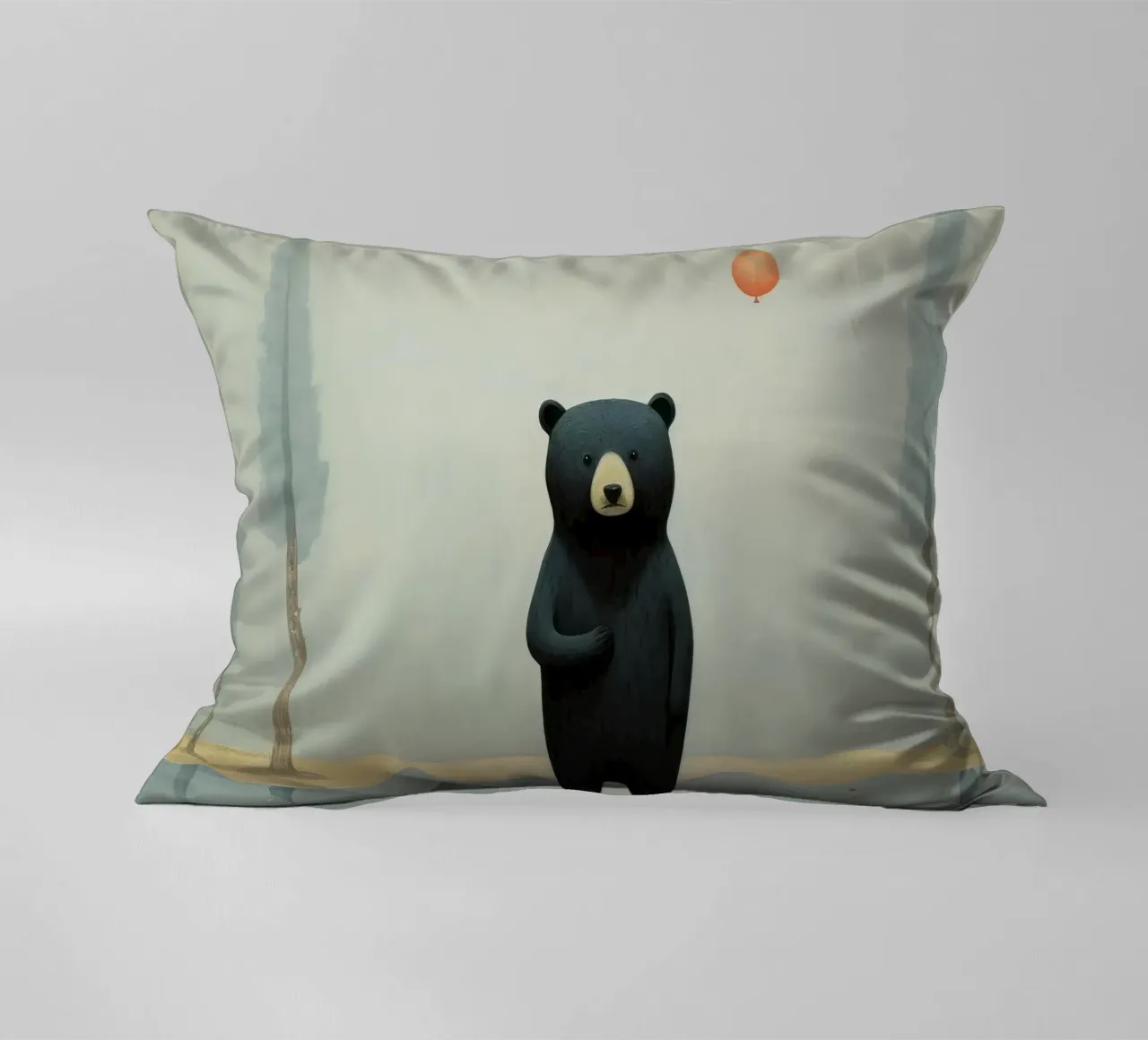 Orso nero minimo 1 cuscino da Minimal Animal Art
