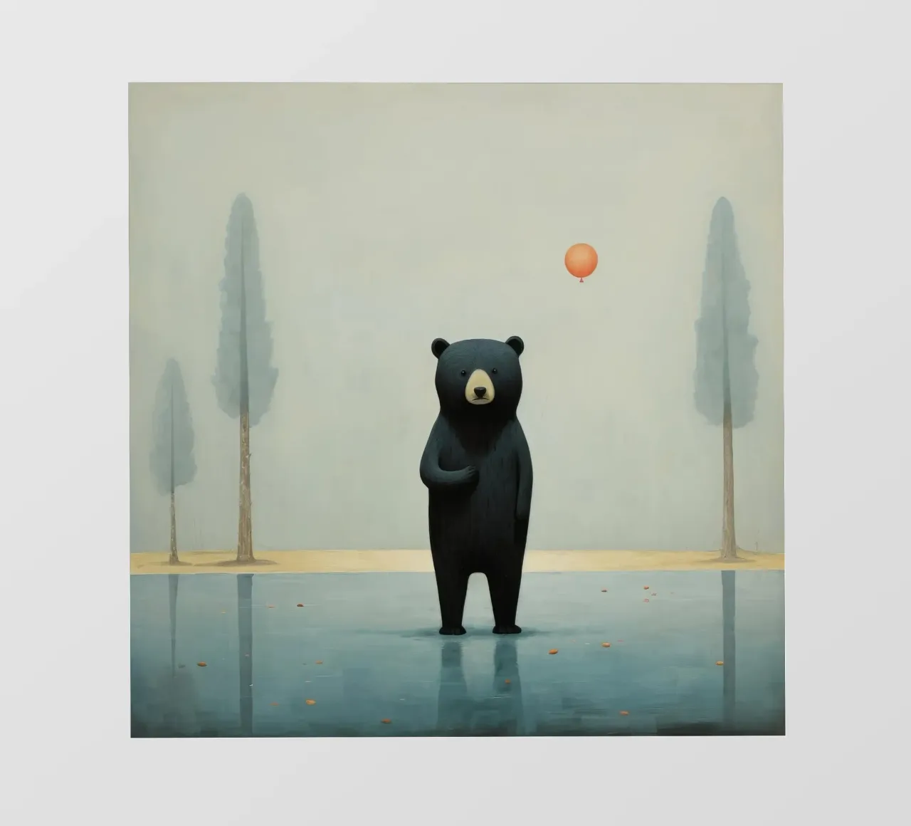 Orso nero minimo 1 telo in pvc da Minimal Animal Art