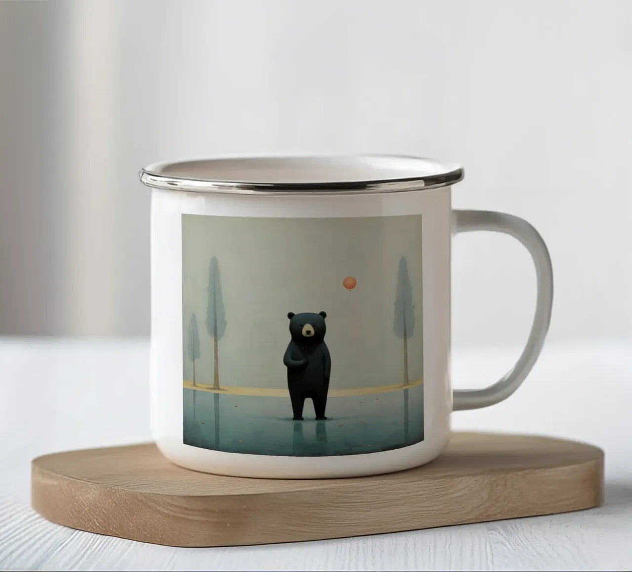 Orso nero minimo 1 tazza in smalto da Minimal Animal Art