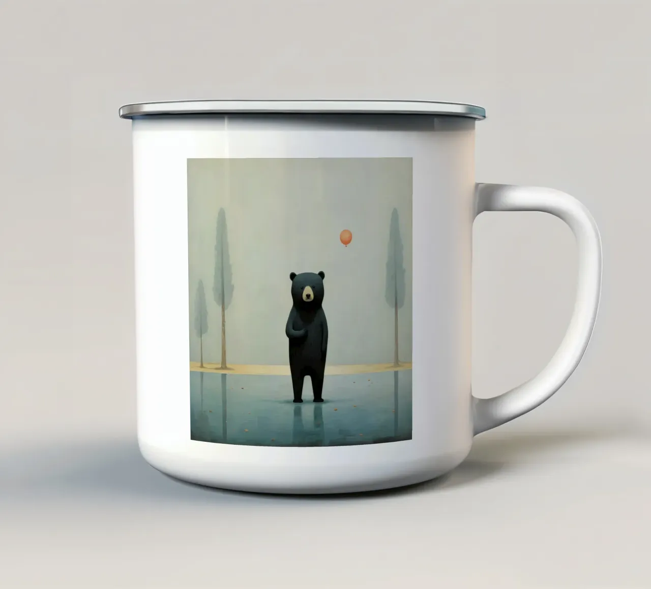Orso nero minimo 1 tazza in smalto da Minimal Animal Art