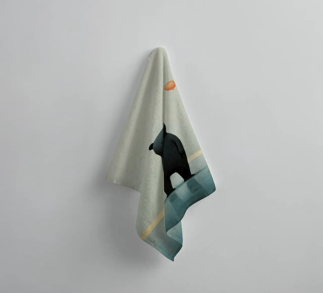 Orso nero minimo 1 asciugamano da bagno da Minimal Animal Art