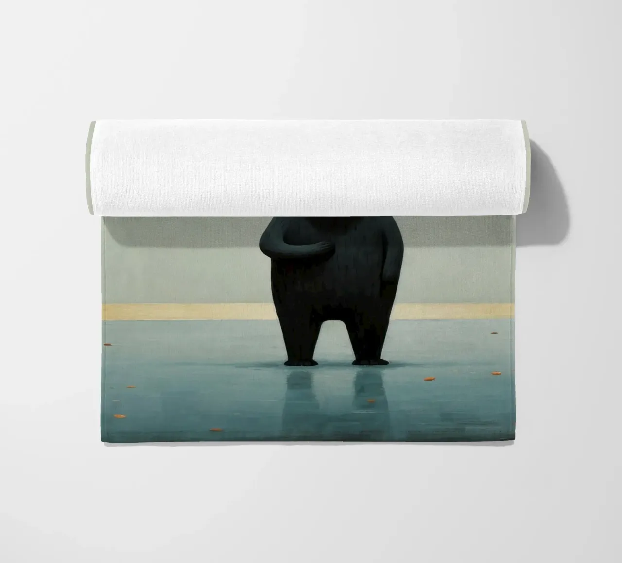 Orso nero minimo 1 telo mare da Minimal Animal Art